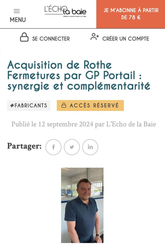 Article GP Portail dans Echo de la Baie, en septembre 2024