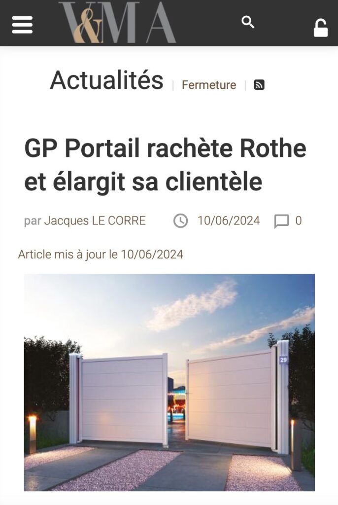 Article GP Portail dans Verre et Menuiserie Actualités Juin 2024